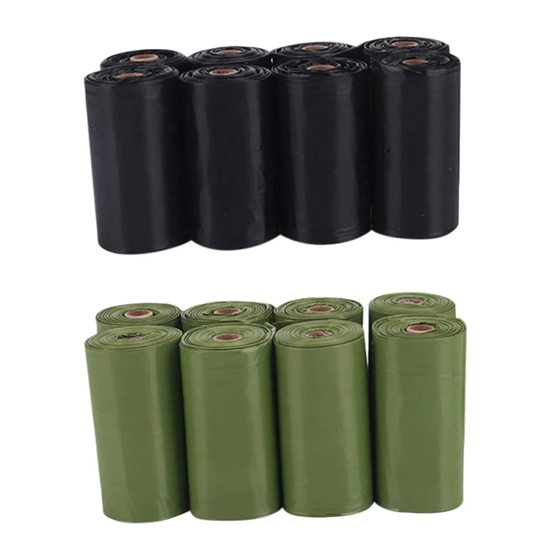 1/8/16 Rolls 15 Pcs/Roll Dog Waste Bag Refills(and) A Dispenser With Leash Clip, Pet Outdoor Walking Environmental Friendly Cle