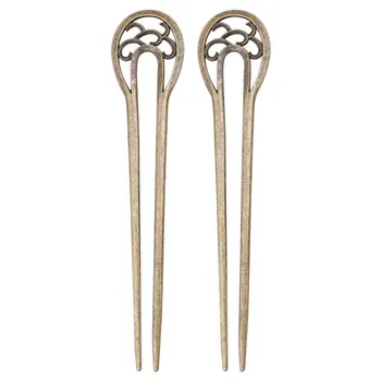 

2pcs Hair Chopsticks Hollow Out U-shaped Vintage Retro Hair Decor Hairpins Hair Clip Hair Stick for Girls Ladies