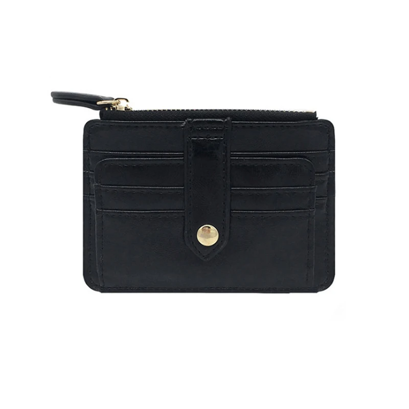 Черный Hot Simple Women Purse PU Leather Zipper Coin Pouch Short Wallet Casual Card Holder Billfold A66 - Цвет: Черный