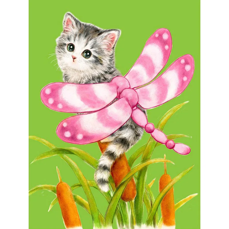 5D DIY Diamond Painting Flying Cat Cartoon Embroidery Fan Wings Full Drill Rhinestone Picture Mosaic Room Decoration N98 | Дом и сад