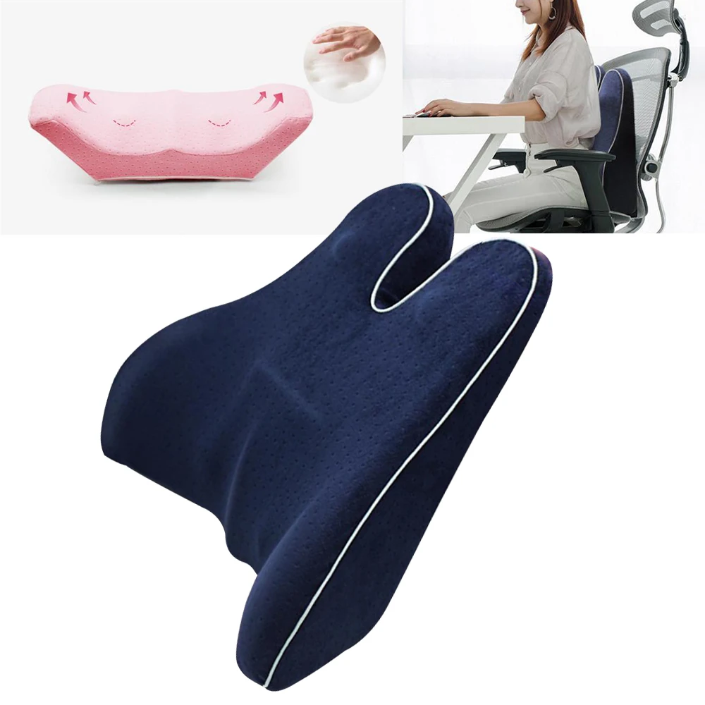 Memory Foam талии, поясницы сбоку Поддержка Подушка позвоночника копчик защиты Подушка сидение для офиса, машины для спинки стула подушки цвет синий; 3 цвета