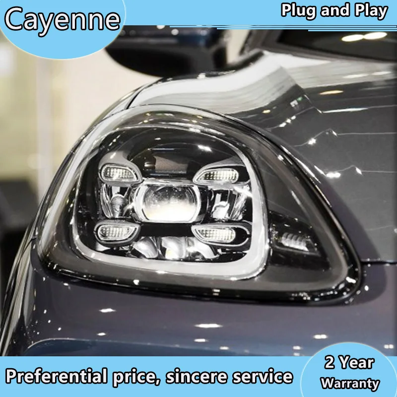 Автомобильный Стиль все светодиодный фары для Porsche Cayenne 11-14 лет налобный фонарь DRL