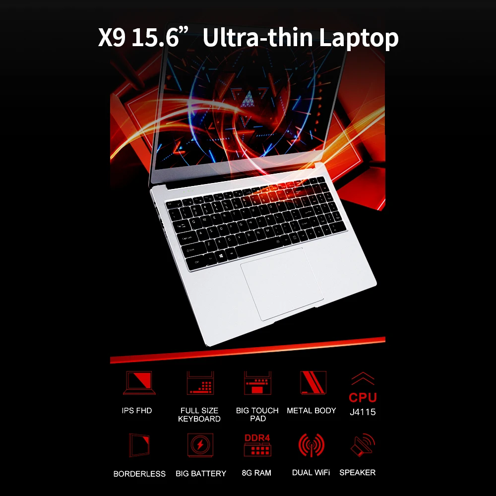 T bao X9 15 6 '񟞨P ультра тонкий лаптоп IPS Экран ноутбуки J4115 8 Гб оперативной памяти