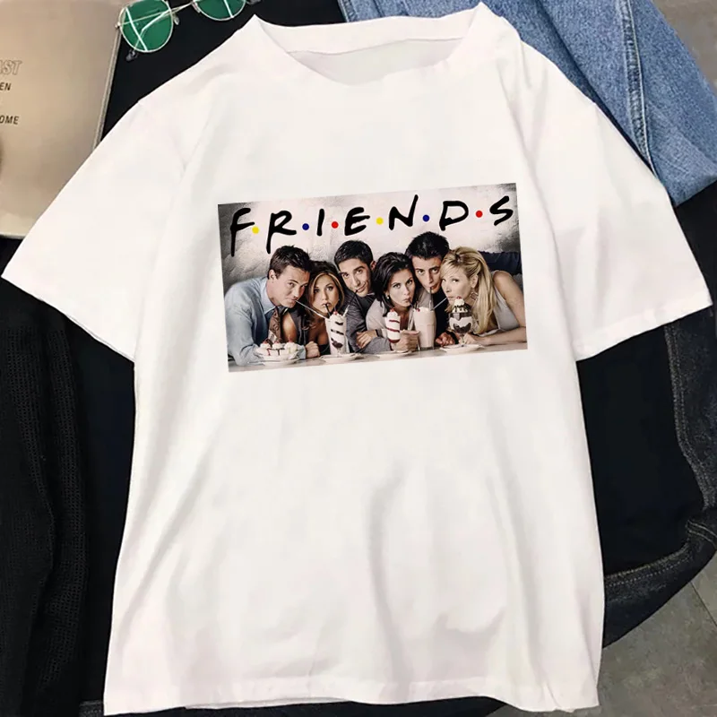 Женская футболка с принтом Friends Tv Show Повседневная винтажным в стиле Харадзюку