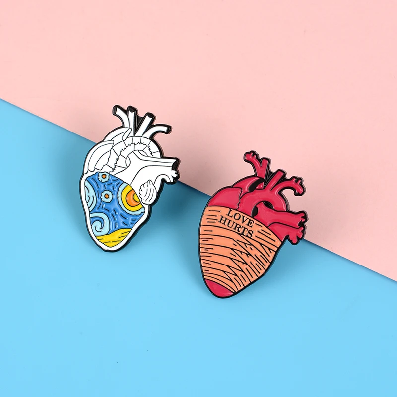 

11 pcs Anatomy heart Pin Collection Human Heart Enamel pins Brooches for Women Denim Jackets Accessories Lapel Pin For Gifts