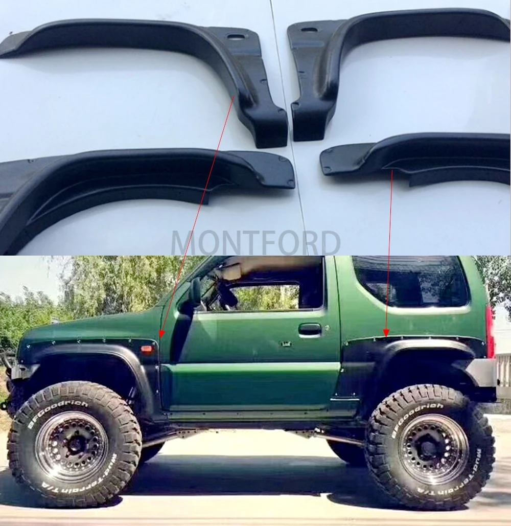 Car Styling Matte Black Wheel Eyebrow Round Arc Fender Mud Flaps Mudguards  Splash Guards For Suzuki jimny 2007-2017 - AliExpress