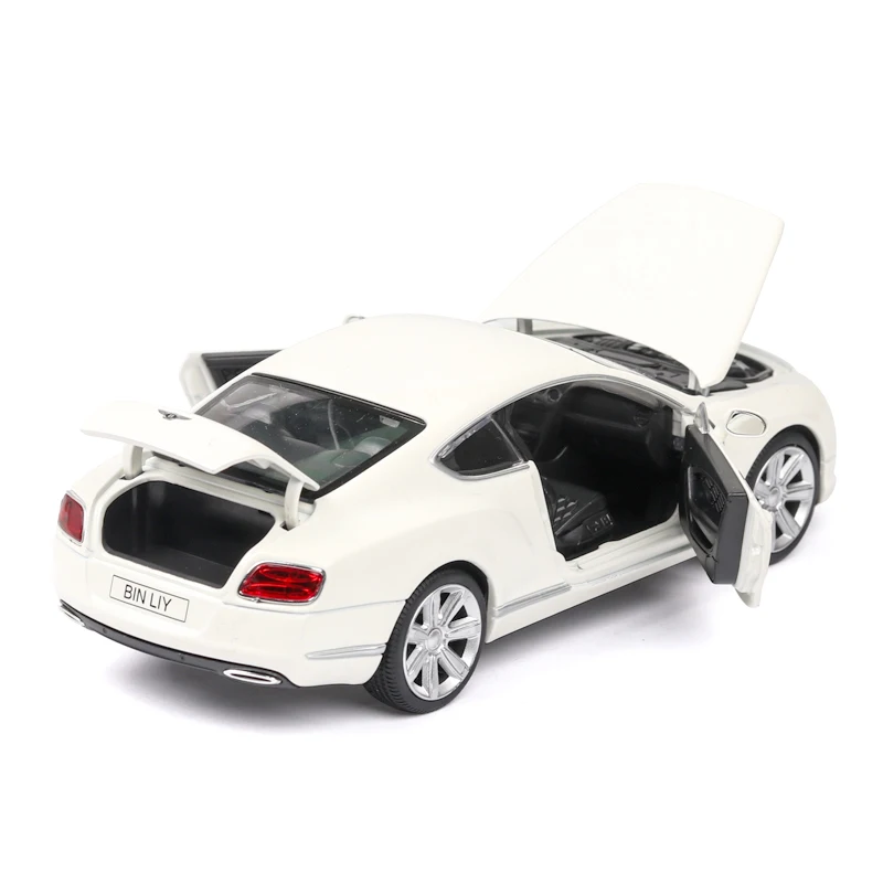 Моделирование 1: 24 Bentley GT W12 сплав модель автомобиля рулевое колесо связь детская игрушка украшения коллекция выставка - Цвет: White