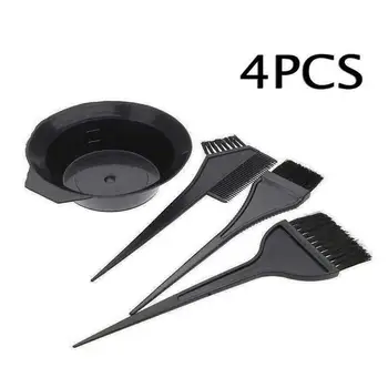 

New 4Pcs/Set Hair Dye Colouring Brush Comb Black Plastic Mixing Bowl Barbershop Salon Tint Hairdressing Brush Kit Tools