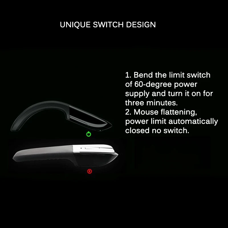 Wireless Mouse Ultra Thin 2.4G Computer Mouse Foldable Travel Mouse Mini Mice For Laptop With Touch Control Fordesktop