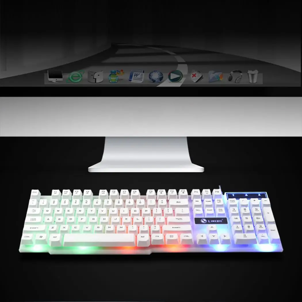 Gaming LED Backlight Mechanical for PC Comb Wired USB Mouse Keyboard 104 Keys 60 10g DC5V/