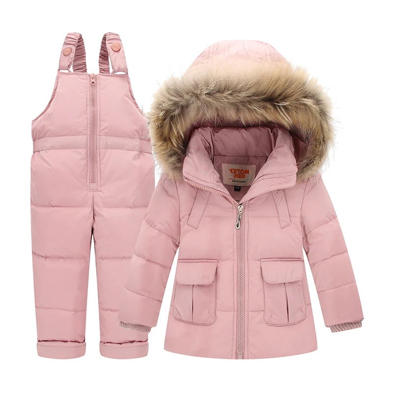 

Winter Suits for Boys Girls Boys Ski Suit Children Clothing Set Baby Duck Down Jacket Coat + Overalls Warm Kids Snowsuit