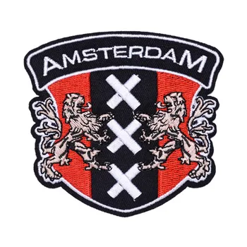 

Amsterdam Symbol Netherlands Embroidered Iron on patches For clothing DIY Clothes Badges Stickers Garment wholesale