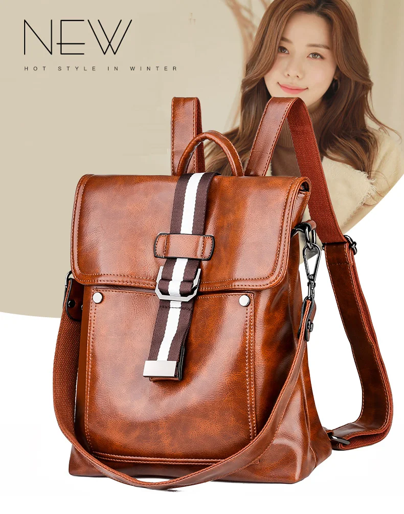 Брендовые Анти-кражи дизайнерские женские рюкзаки масло кожа Мода Многофункциональный женский рюкзак Mochila школьная сумка для девочек-подростков