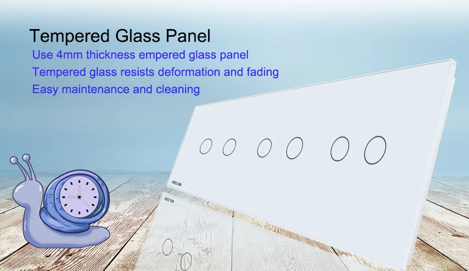 interruptor de toque parede luz branco cristal