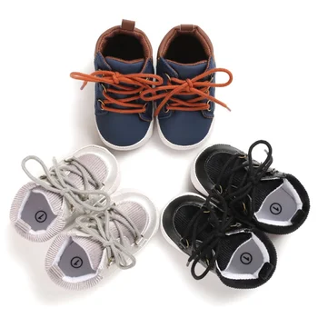 

Baby Boys Patchwork Design Anti-Slip Sneakers Autumn Fashion Toddler Soft Soled PU Shoes