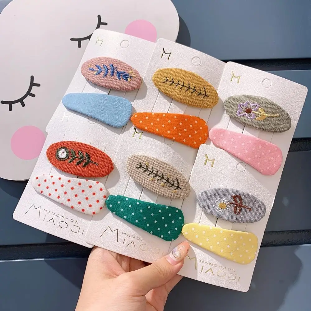 

Korean Fabric Dot Stitch Flower Cute Children Girl Kids Cartoon BB Hairpins Hair clips Head wear Sets Hair Accessories-SKC5-W1
