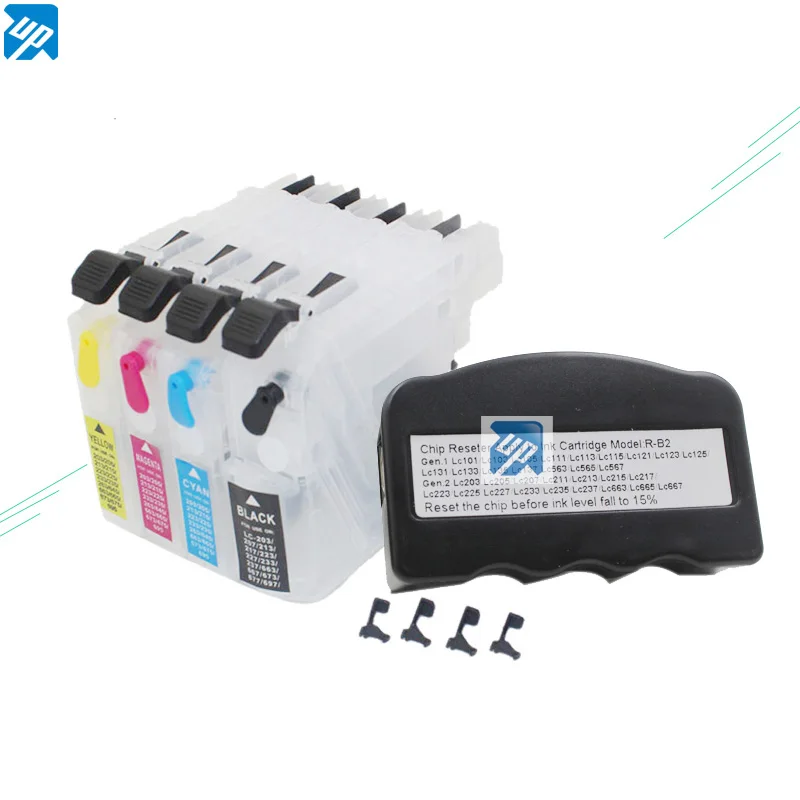 Сброс чипа + многоразовый картридж для чернил brother LC203 LC213 LC223/225/227 LC233/235 MFC-J4420DW/J4625DW