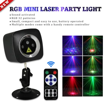 

WL-513B Mini RG P32 Red / Green / Blue LED Light Effect Handheld Projector Laser Lamp with Remote Control USB Charging for Disco
