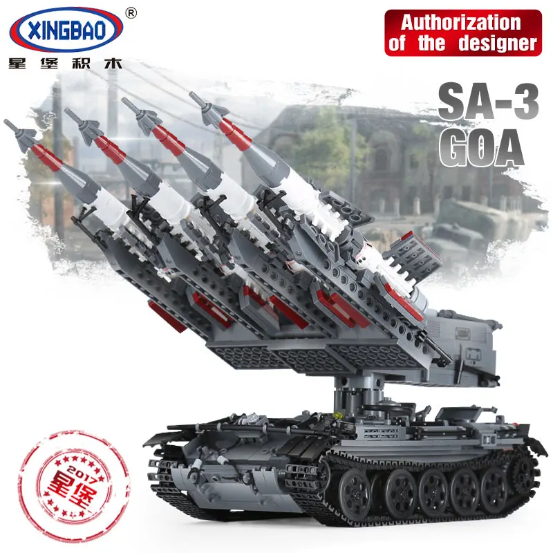 Xingbao 06004 Военная серия SA 3 ракета и T55 Танк набор Детская игрушка строительные