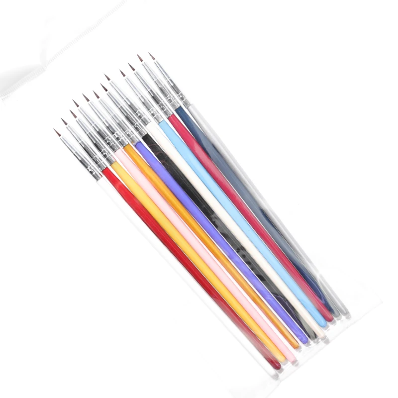 12 Pieces / Set Colorful Nail Art Liner Thin Painting Brush Design Acrylic Pointing Pen Fine Tips Drawing Lines Flower Tool Mani