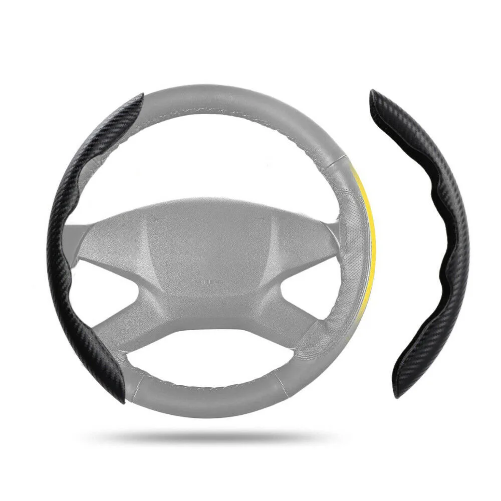 1Pair Car Steering Wheel Cover Universal  Non-Slip Booster Accessory Three Dimensional  Carbon Fiber Decoration Look