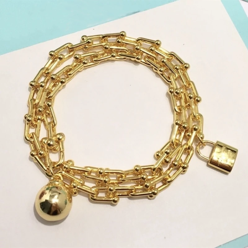 SHINETUNG, браслет из стерлингового серебра S925, золотой цвет, u-образный замок, модный браслет для женщин с логотипом, хорошее модное ювелирное изделие