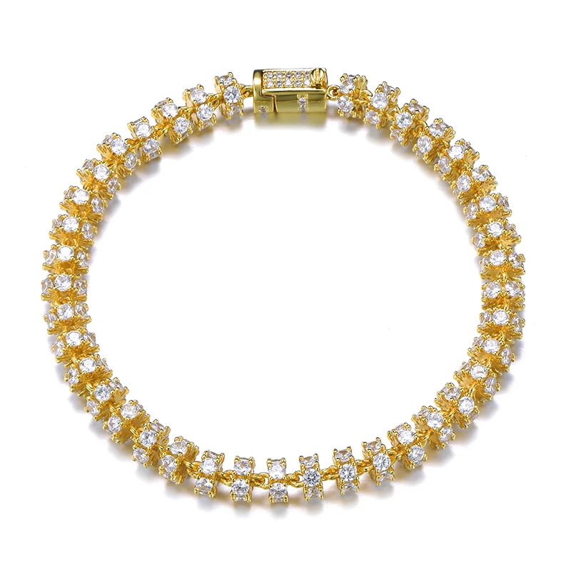 6 мм Bling AAA CZ кубический цирконий Iced Out круглые звенья цепи браслеты для мужчин хип хоп рэппер ювелирные изделия