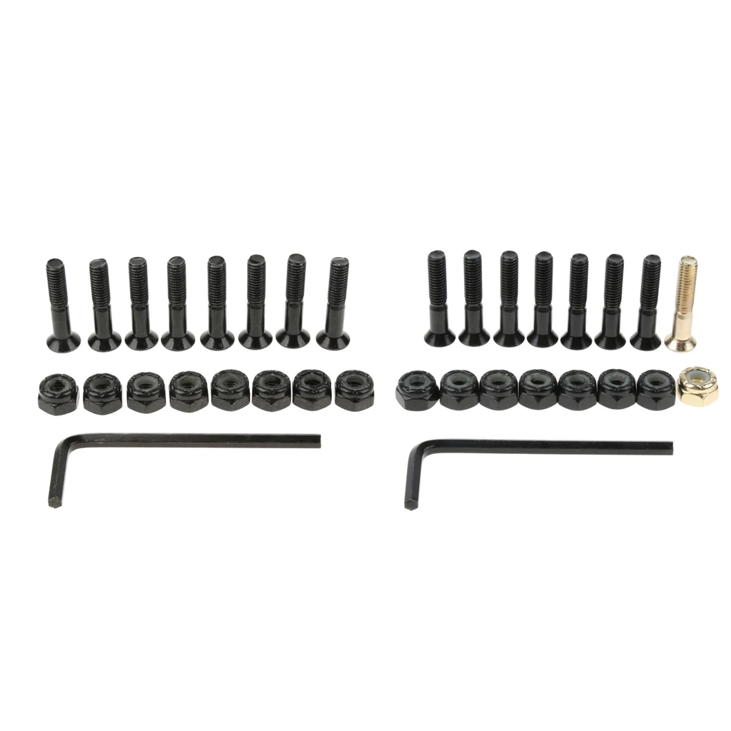 8pcs Carbon Steel Longboard Skateboard Hardware Bolts with Hex Tool for Street Deck Cruiser Skateboard Longboard