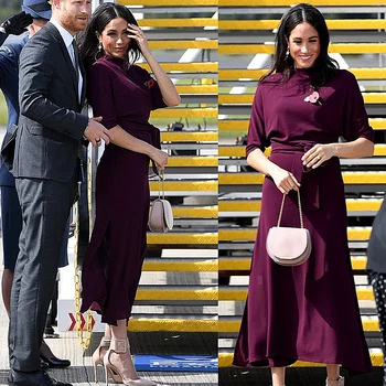 

Gedivoen Spring Fashion Solid Red Office Lady Dress Women 3/4 Sleeve Lace up Slim Fit Dress Designer Runway Midi Dresses