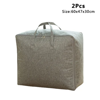 

2pcs Large Capacity Cotton Linen Moisture Proof Storage Bag Dustproof Waterproof Quilt Organizer Bedroom House Moving Wardrobe