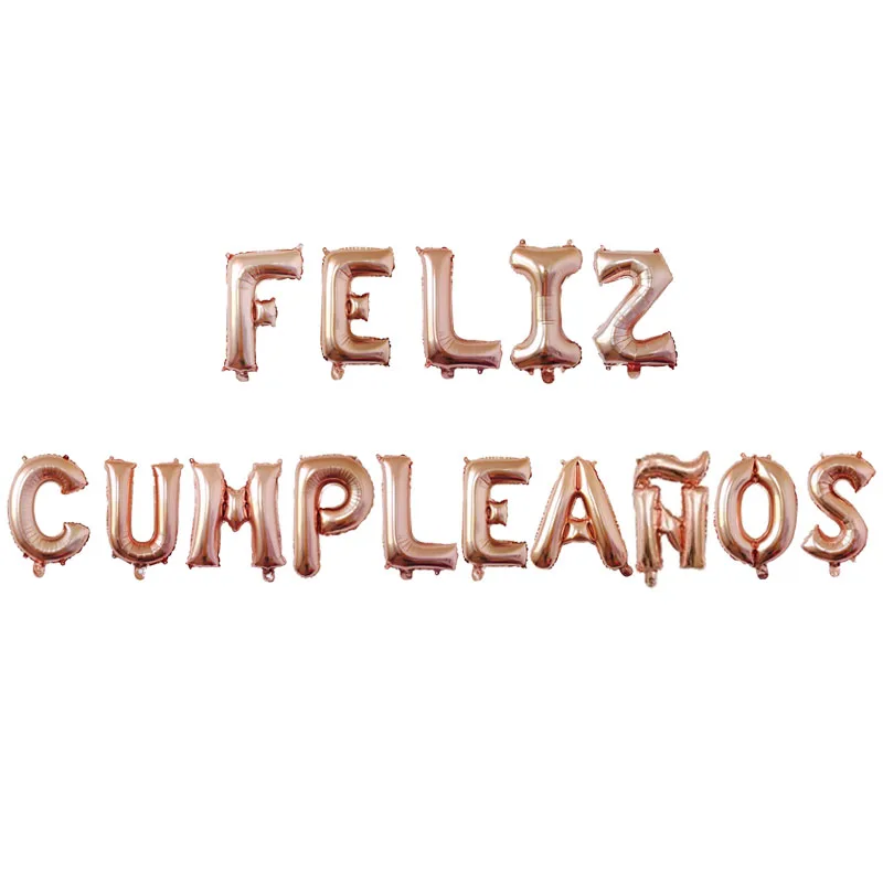 FELIZ cumpleaños письмо воздушный шар из фольги Испания Happy birthday Алфавит шар День рождения украшения детей Baby Shower ХП - Цвет: 1set rose gold
