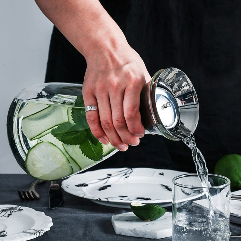Large Capacity Kettle Drip-Free Glass Pitcher with Lid High Temperature Resistant Household Ice Tea Jar Cold Water Jug | Дом и сад