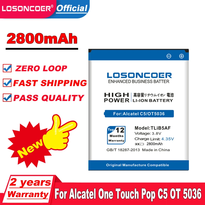 Аккумулятор TLiB5AF 2800 мАч для Alcatel one touch Pop C5 OT5036 OT5036D OT-5036 TCL S800 S710 997D OT-5036D OT997 5037 |
