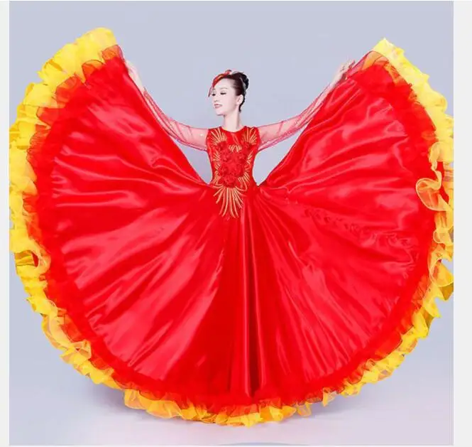 

1pcs/lot woman modern dancing costumes female embroidery red dancing dress
