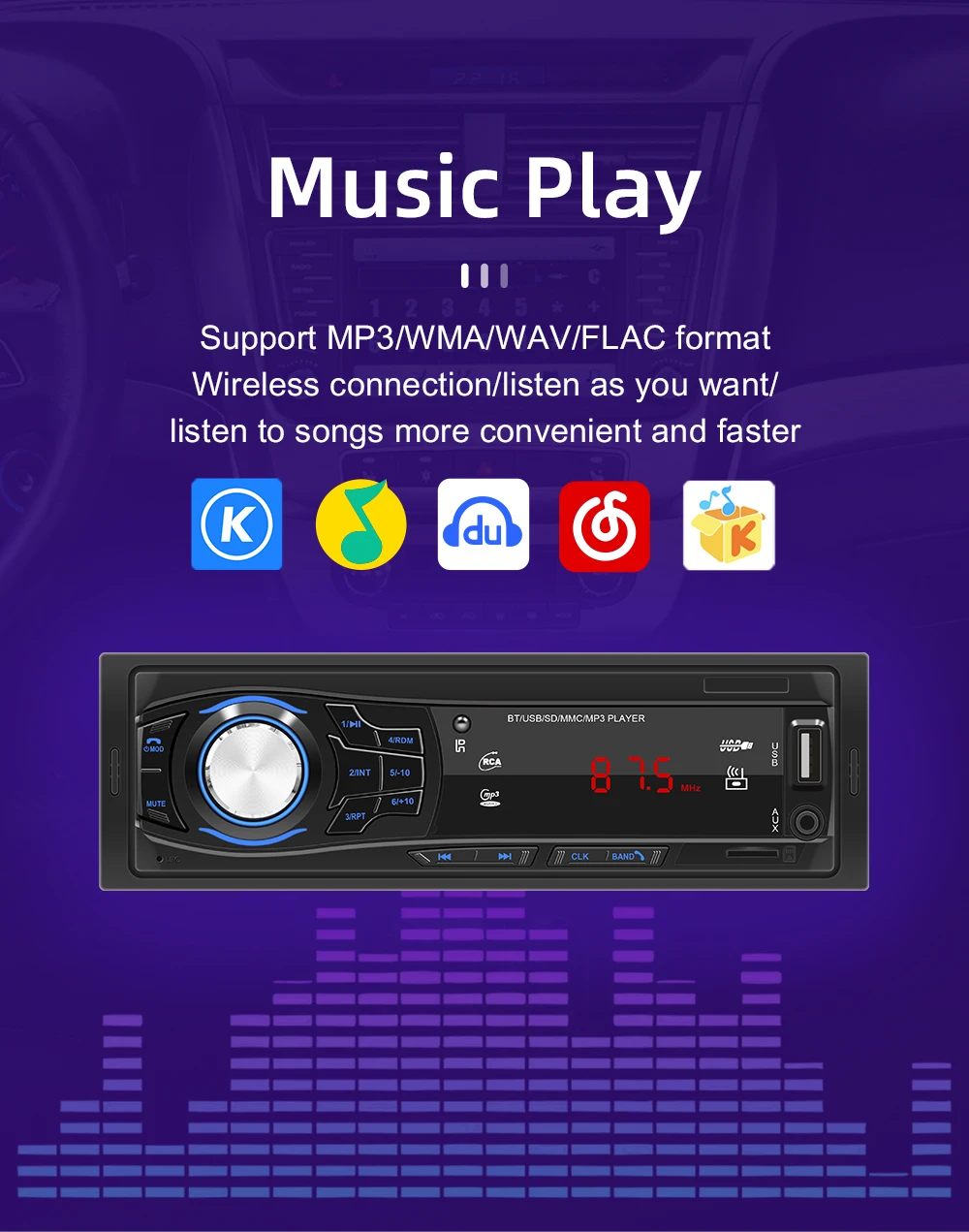 2022 New 12V Bluetooth Auto Radio Stereo Audio MP3 Player FM Radio Receiver Support USB Radios  Fm Car Mp3 Player Som Automotivo