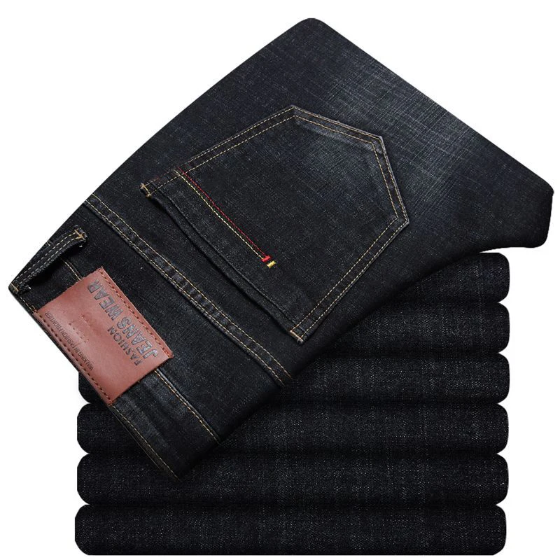 

2019 New Men Classic Business Jeans Fashion Casual Primary Color Slim Fit Small Straight Male Trousers Denim Pants Brand Clothes
