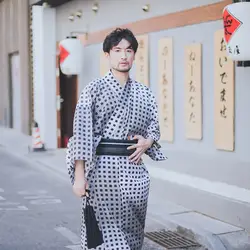 Традиционное японское кимоно юката мужские халаты мужские домашние халаты с поясом летние пижамы