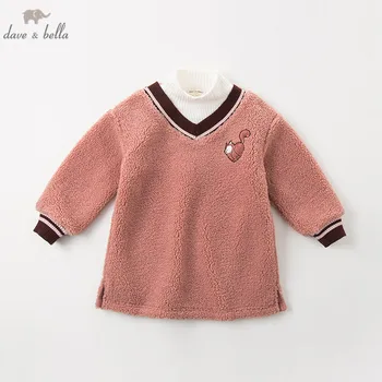 

DBK11255 dave bella autumn winter kids girl t-shirt pullover long sleeve tee tops pink pullover infant toddler high quality