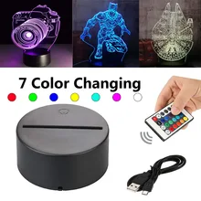 Светодиодный светильник 7 цветов, декоративный сенсорный выключатель с пультом дистанционного управления, акриловый 3D светодиодный Ночной светильник в сборе