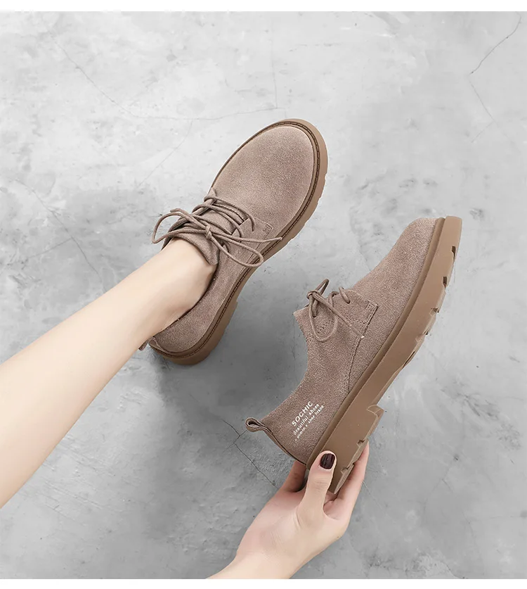 New Casual Shoes Women Platform Spring Autumn Leather British Style Oxford Shoes Ladies Comfortable and Wearproof