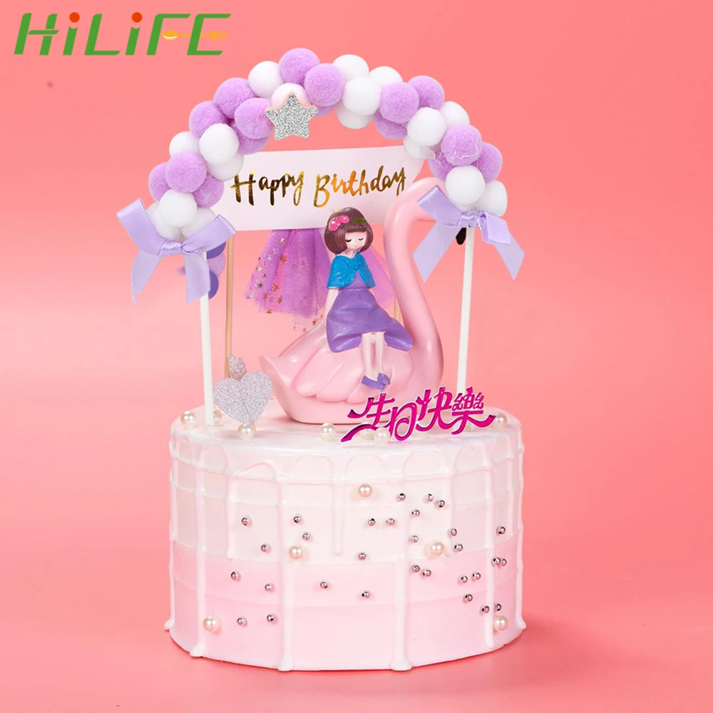 HILIFE 1 шт Торт флаги день рождения розовый синий мягкий помпон облако торт Топпер