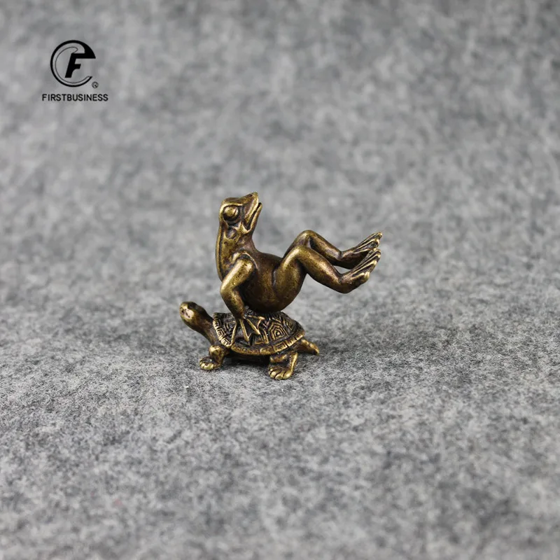 

Vintage Copper Turtle Frog Miniatures Figurines Ornaments Brass Animal Censer Creative Incense Burner Tea Pet Desk Decorations