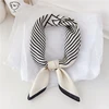 Luna&Dolphin Women Retro Sunscreen Small Silk Scarf 55x55cm Beige Strip Chiffon Headbands Bandana Bag Ribbon Neckerchief Hijab 6