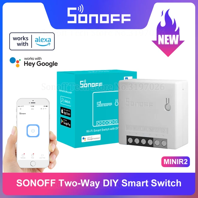 SONOFF MINI Two Way Wifi Smart Switch Small APP/LAN/Voice/Remote Control  DIY Support one External Switch Google Home for Alexa