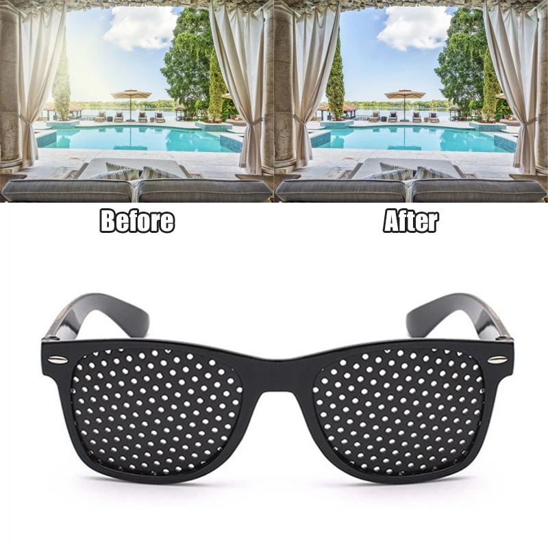 Fashion Relieve Pinhole Glasses Men Corrective Anti-Fatigue Myopia Glasses Reading Black Frame Protector Eyesight Improve Vision