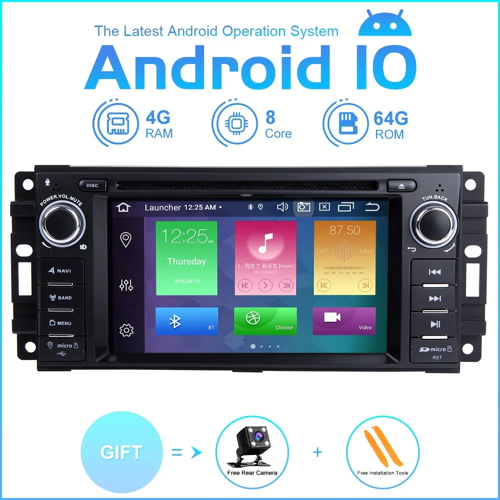 Multimedia Car Player Android 10.0 For Dodge Ram Challenger Jeep Wrangler JK Car GPS AutoRadio Stereo DVD Player 8 Core ROM 64G
