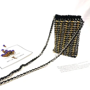 

Women's Fashion Accessories Metal Chain Iron Chain Woven Banquet Messenger Phone Bag Shoulder Bag High-End Women's Bag