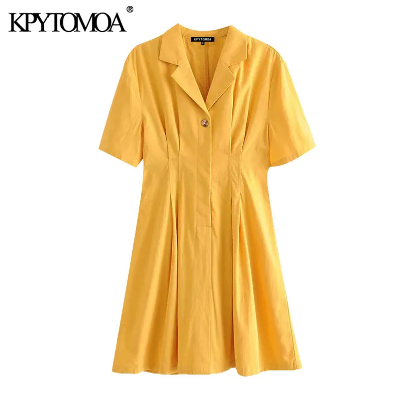KPYTOMOA Women 2020 Sweet Fashion Single Buttons Pleated Mini Dress Vintage Lapel Collar Short Sleeve Female Dresses Vestidos KPYTOMOA Women 2020 Sweet Fashion Single Buttons Pleated Mini Dress Vintage Lapel Collar Short Sleeve Female Dresses Vestidos