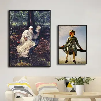 

Home Decoration Print Canvas Art Wall Pictures Poster Paintings Ilya Yafimovich Repin Tolstoy Reading in the Forest