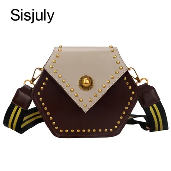 

Sisjuly Hexagonal Pearl Magnetic Buckle Shoulder Bag Small Square Bag Striped Crossbody Bags Strap Messenger Slung Handbag Bolso